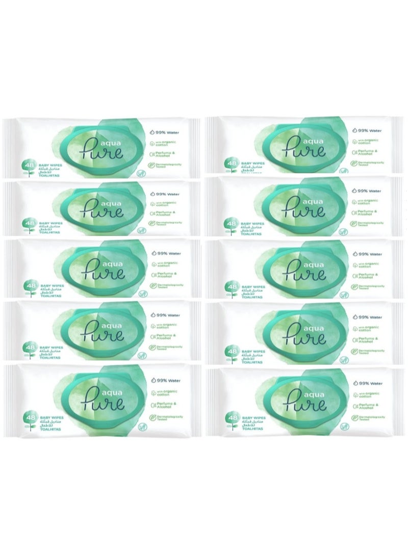 Aqua pure 48X10 Aqua Pure Ultra Purified Baby Wipes 480 Pieces - Image 1